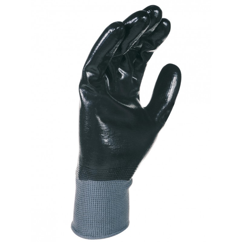 Logo personnalisé 13G Polyester enduit nitrile vert des gants de