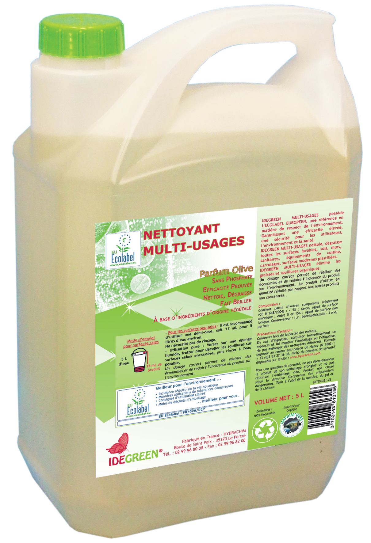 Nettoyant écologique multi-usages - IDEGREEN - 5L - Ecolabel