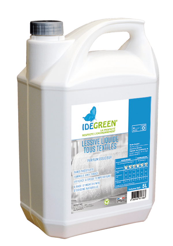 Lessive liquide tous textiles - IDEGREEN - 5L - Ecolabel - Produits