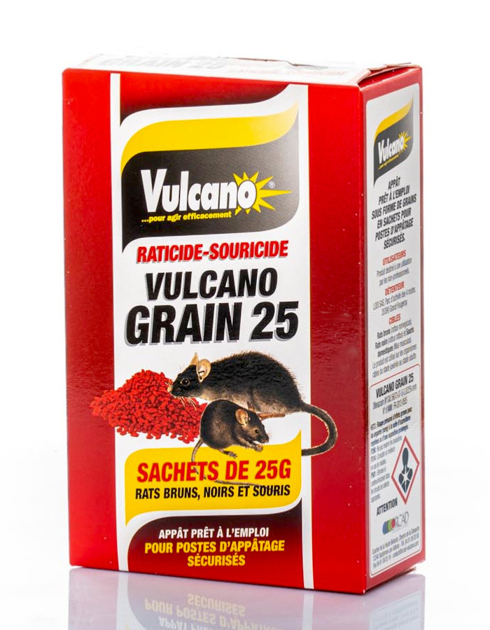Raticides VULCANO Grain sachet 25g boite 150gr-ORCAD-
