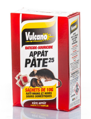 PATE APPAT VULCANO pâte fraiche rodenticide contre les rats, les souris,  les loirs et les lérots - Viveonis boutique