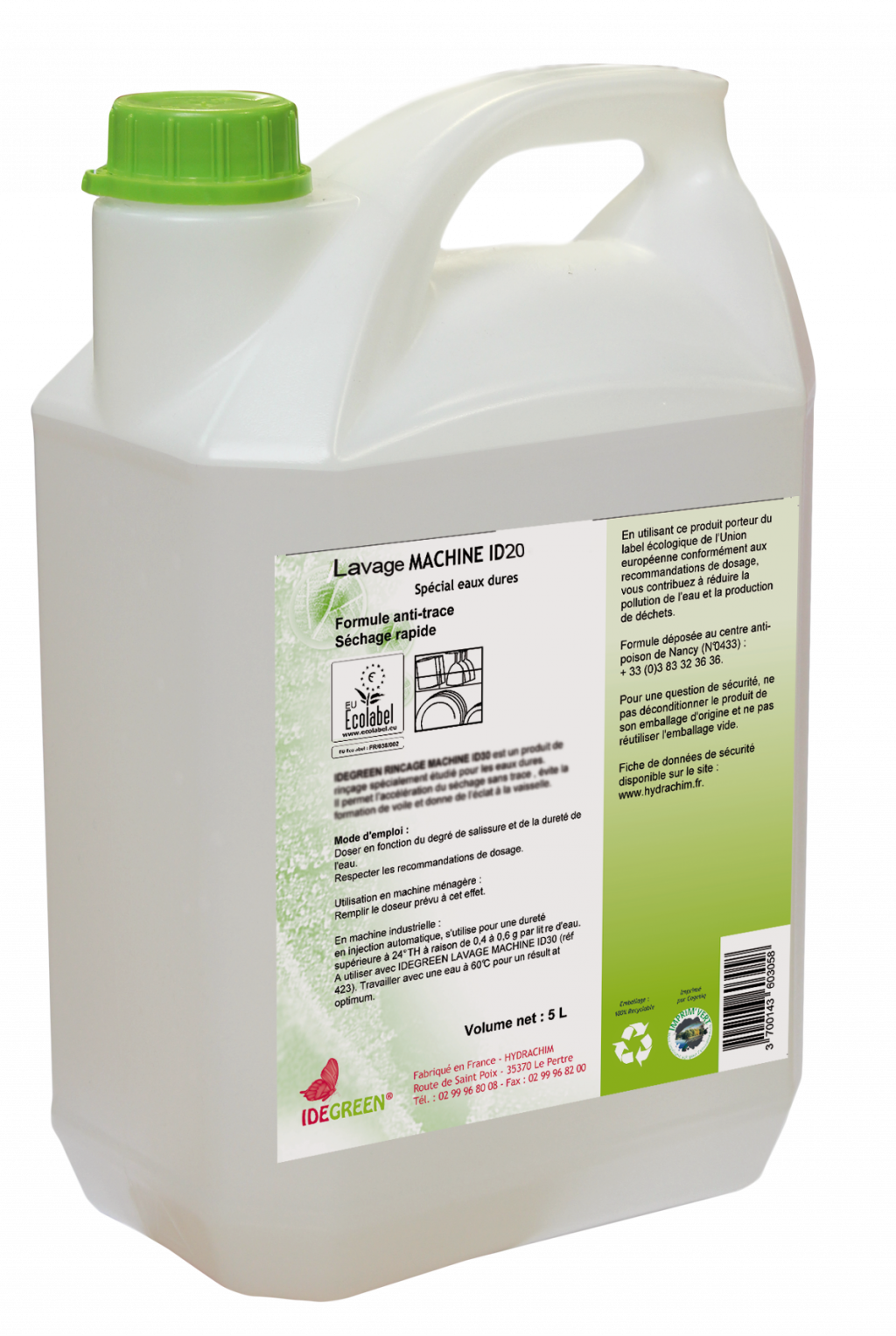 Liquide de rinçage ID 20 - IDEGREEN - 5L - Ecolabel