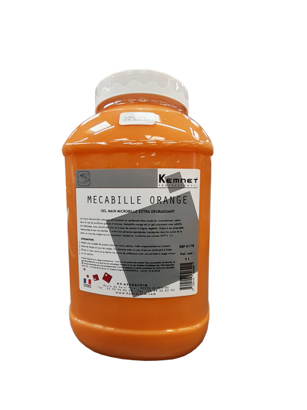 Gel Main Microbille Extra Dégraissant - Mécabille Orange - KEMNET - HYDRACHIM - 5L
