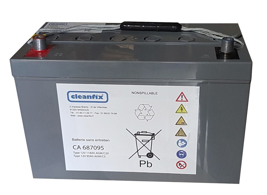 Batterie sans entretien 12V - 65Ah - Autolaveuses - Accessoires