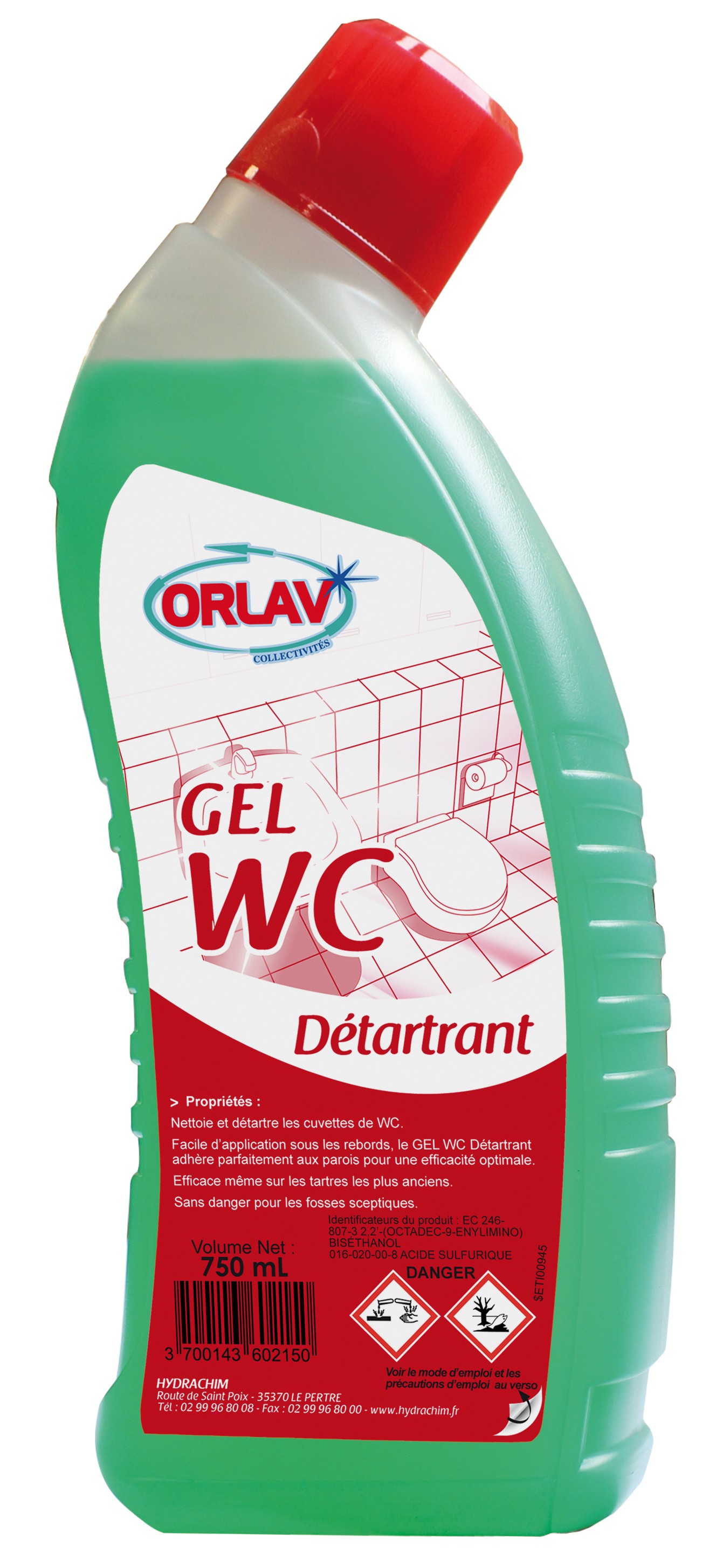 Gel WC détartrant - ORLAV - 750 ml - Entretien général - Sanitaires -  Produits