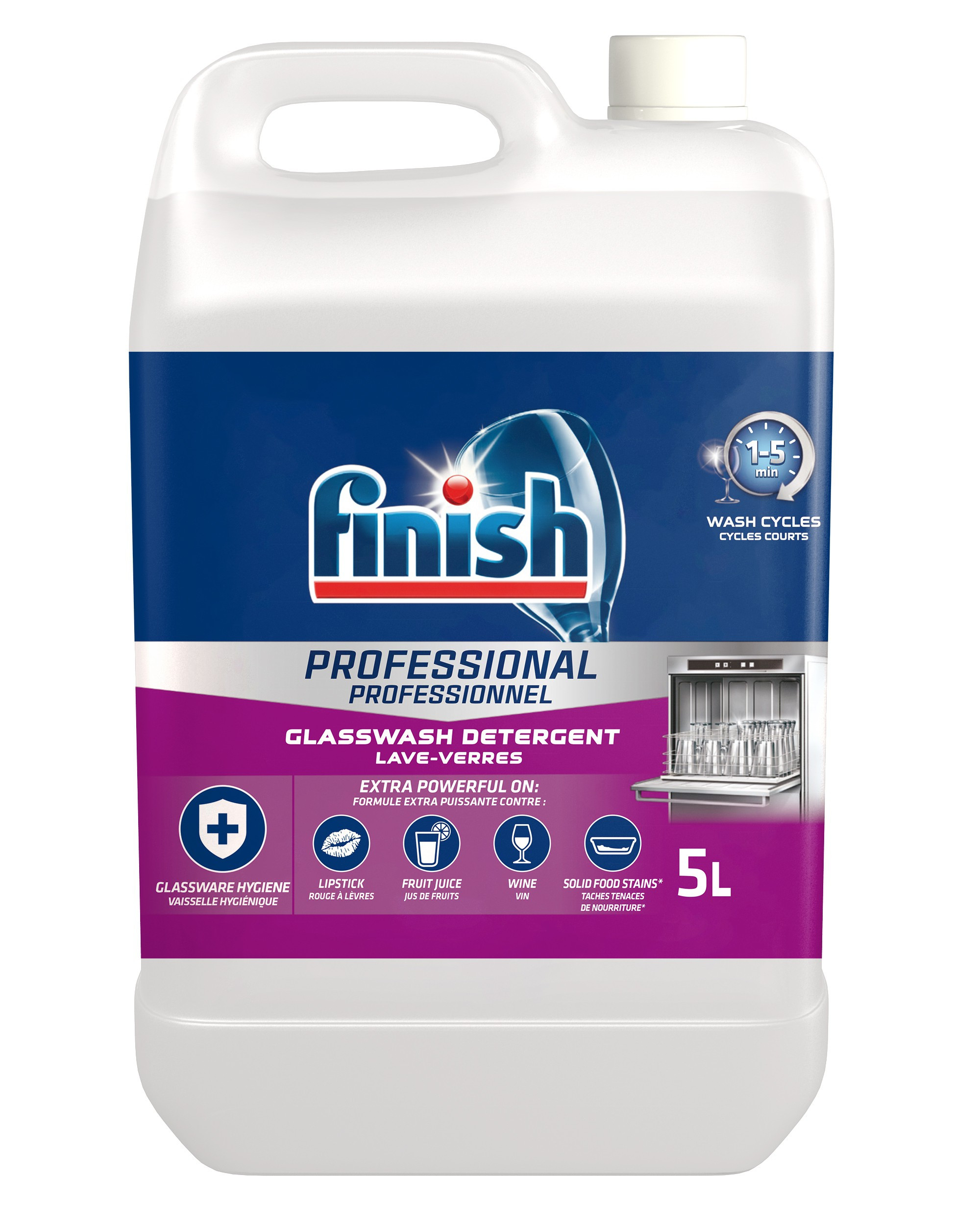 Liquide lavage verres - FINISH PRO - 5L - Produits