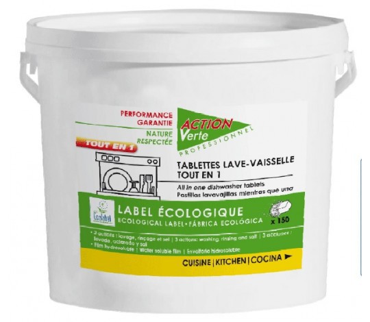Tablettes lavage vaisselle CYCLE LONG - ACTION VERTE - 2.7Kg - Ecolabel