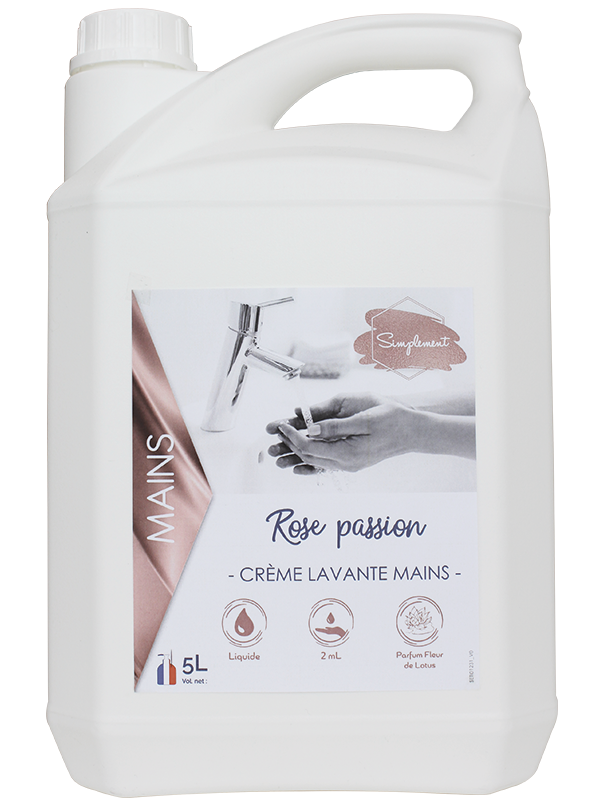 Crème mains lavante ROSE PASSION - SIMPLEMENT - 5L (ex crème mains douces DERMA ST - ORLAV)