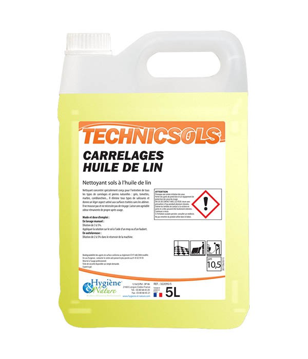 Nettoyant Carrelages huile de lin - TECHNICSOLS - HYGIENE & NATURE - 5L