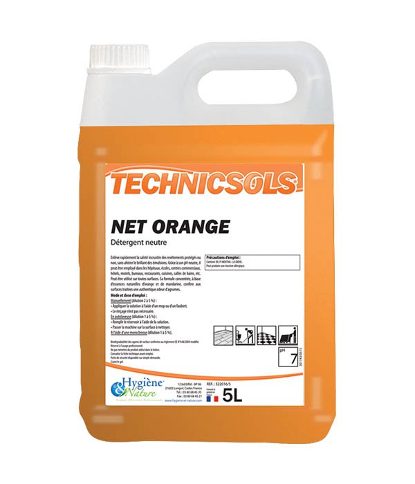 Nettoyant Net Orange - TECHNICSOLS - HYGIENE & NATURE - 5L