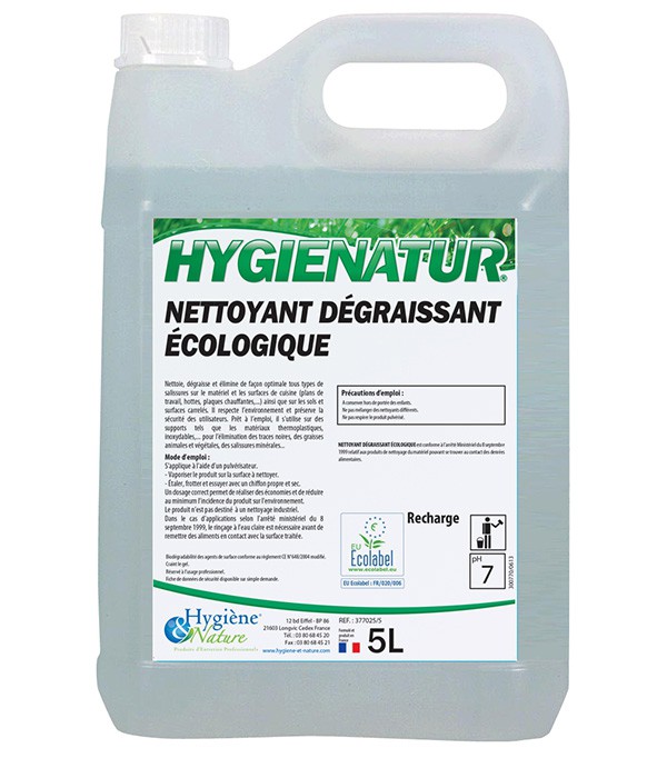 Nettoyant dégraissant écologique - HYGIENATUR - 5L - Ecolabel