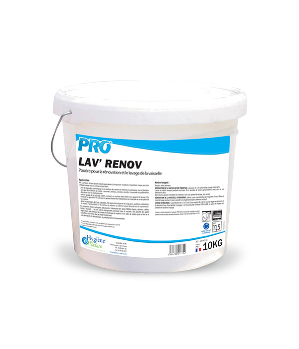 Poudre rénovation vaisselle PRO LAV'RENOV - HYGIENE & NATURE - 10Kg